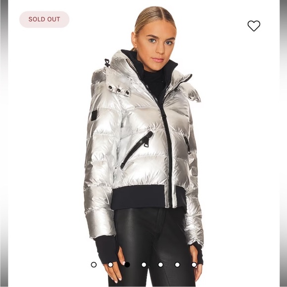 NWT SAM. SILVER BUNGALOW PUFFER JACKET W/ HOOD - Medium ($575 retail) - Picture 4 of 10